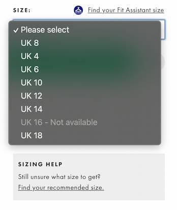 asos size picker