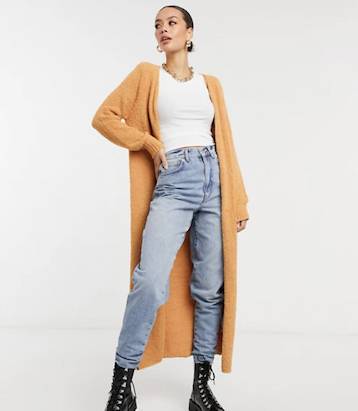 Missguided Tall co-ord maxi cardigan in toffee