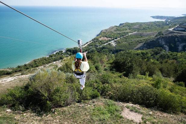 zip lining overlooking the view